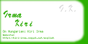 irma kiri business card